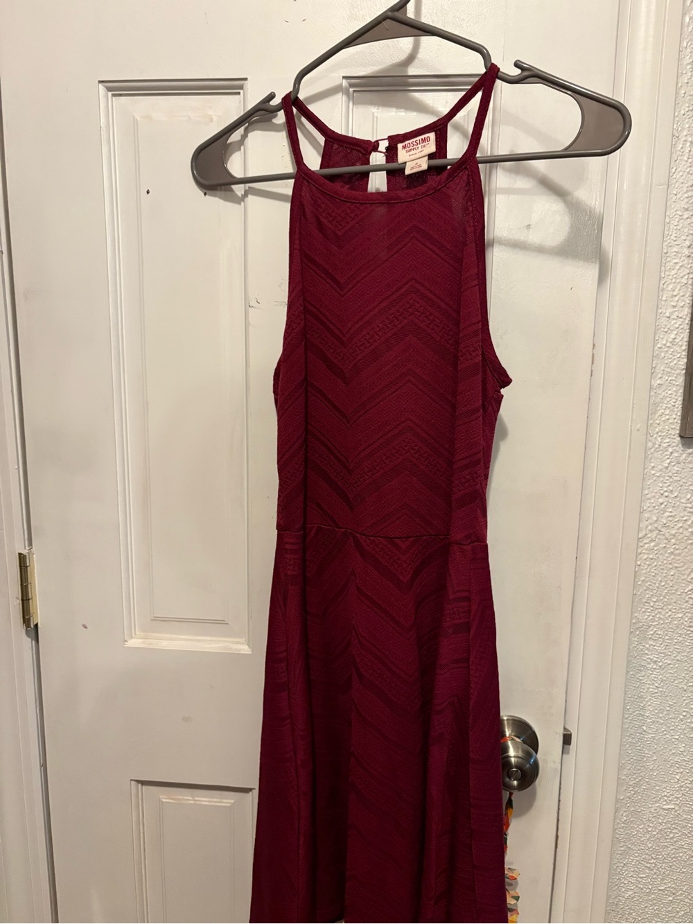 Mossimo Supply Co. Burgundy Chevron Halter Midi Dress